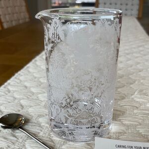 EUC Elegant Clear Etched Mixing Glass & spoon